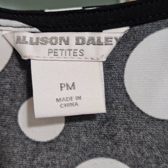 Allison Daley Petite Sleeveless Black Polka Dot Blouse - Picture 3 of 5